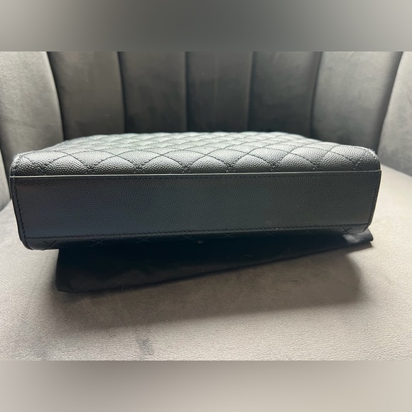 YSL Grain De Poudre Textured Mixed Matelasse Triquilt Monogram Bag Black - Picture 9 of 16